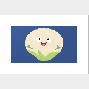 Cute happy cauliflower vegetable cartoon Posters and Art